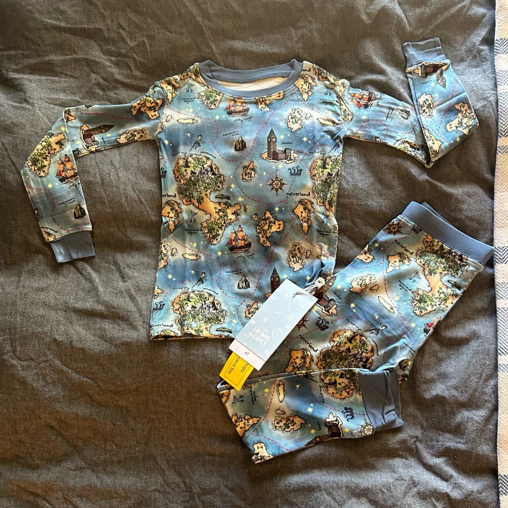 Little Crowns And Capes Neverland Map Long Sleeve Set - 4t